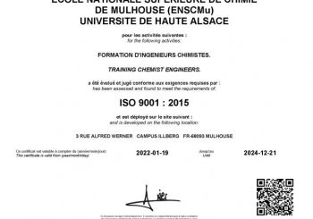 ENSCMu GETS A NEW ISO 9001 CERTIFICATE THAT WILL BE THREE-YEARS LONG
